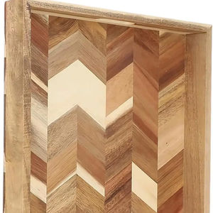 Plateau de service en bois de qualité supérieure, poli, classique, rectangulaire, écologique, passe au lave-vaisselle, pour mariage, décoration de la maison - Product Image 1