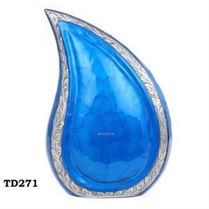 โกศบรรจุอัฐิรูปหยดน้ำสีฟ้าอมเขียวทำจากอะลูมิเนียม สำหรับผู้ชายและผู้หญิง ดีไซน์ทันสมัย โกศโลหะตกแต่ง - Product Image 1