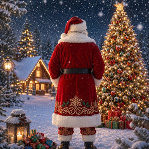 Disfraz de Santa Claus Navideño, Traje de Terciopelo Rojo con Ribete de Piel Blanca, Sombrero y Barba, para Hombre Adulto, Accesorio para Fiesta Navideña, Precio al por Mayor Personalizado - Product Image 4