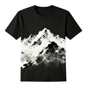 T-shirt pour homme personnalisé, 100% polyester, manches courtes, sublimation, style estival, imprimé montagne enneigée, tendance mode, coupe ajustée - Product Image 5