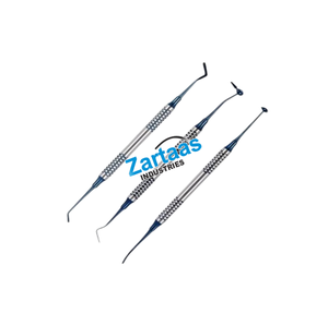 Juego de 6 espátulas de acero inoxidable para cemento dental compuesto azul, instrumentos quirúrgicos dentales de titanio amarillo - Product Image 4