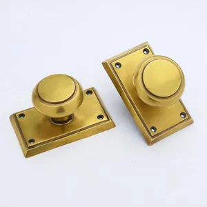 <b>Antique</b> Solid <b>Brass</b> <b>Door</b> <b>Knob</b> Plate Passage Privacy Shiny Gold Elegant Furniture Accessories Hardware Handle Dummy Design - Product Image 3