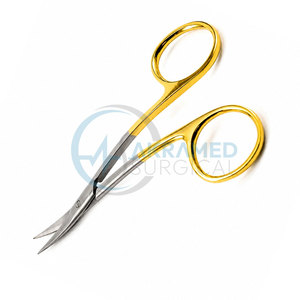 TC LaGrange Curved Scissors 11cm Gold Handle Micro Surgical Tissue Gum Dental Surgical <b>Shears</b> <b>Tool</b> - Product Image 5
