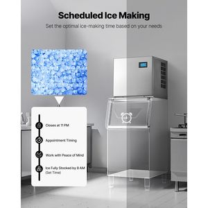 Fabbricatore di Ghiaccio Commerciale in Acciaio Inossidabile da 360 Libbre/Giorno, Autopulente, con Vassoio da 156 Cubetti e Dispenser Regolabile con Testa Erogatrice - Product Image 6