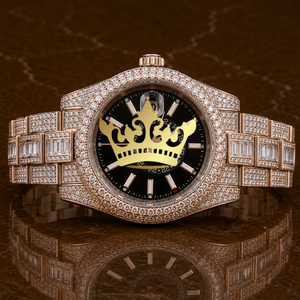 Luxury Jewelry Style Rose Gold Diamond Watch Men Full Pave <b>Wristwatch</b> - Product Image 1