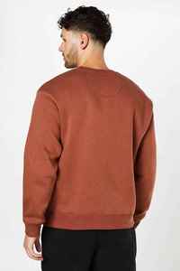 Sweat-shirt à col rond pour homme, coupe classique, tricoté, manches longues, couleur unie, style décontracté, pull-over, couleur rouille - Product Image 5
