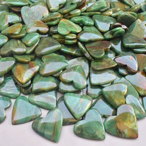 Corazón con frase verde, gema en forma de corazón, GEMA, cabujón, GEMA, jaspe verde, venta al por mayor - Product Image 1