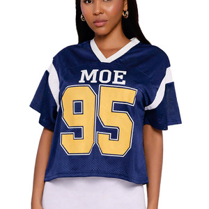 Camisetas Modernas para Mujer, Jersey de Fútbol Americano Personalizado, Cuello en V, Estilo Urbano, Ropa Deportiva de Alto Rendimiento, Marca Privada OEM - Product Image 3