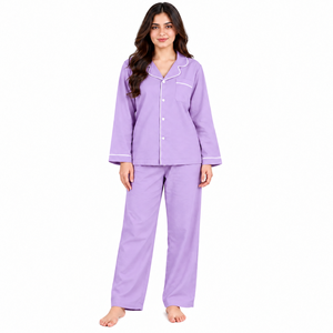 Vente en gros de pyjamas pour femmes, ensemble de vêtements de nuit à manches longues, vêtements de détente à boutons sur le devant, fournisseur de vêtements de maison - Product Image 1