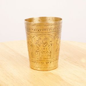 Handmade Brass Tumbler Glass with Traditional Engraved Artwork Vintage Style Cup <b>for</b> Home <b>Kitchen</b> <b>Decor</b> Gift <b>Item</b> Use in Hotel - Product Image 3