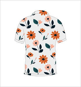 Polo à imprimé floral blanc et orange pour hommes, chemise de golf décontractée à manches courtes pour l'été - Product Image 2