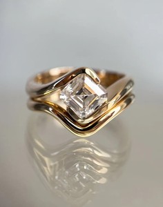 Anillo de Moissanita con Corte Asscher, Plata de Ley 925, Chapado en Oro, Engaste de Bisel, 6MM, para Compromiso, Boda, Promesa, Aniversario - Product Image 1