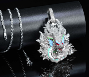 Colgante de Dragón de Plata 925 con Diamantes Cultivados en Laboratorio, Collar con Dragón Asiático, Joyería de Lujo Ligera Estilo Hip Hop para Hombre - Product Image 2