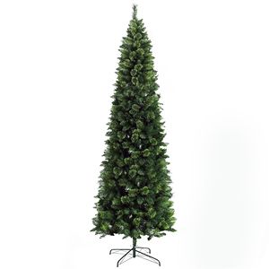 Albero di Natale Artificiale Alto a Forma di Matita con Rami ad Apertura Automatica, Base in Acciaio, Aghi di Pino Verdi - Decorazione Natalizia - Product Image 1