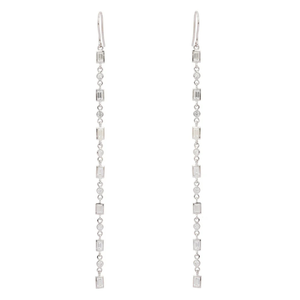 18K Solid Gold <b>Diamond</b> Drop <b>Dangle</b> <b>Earrings</b> Rhodium Plated VS1 Clarity IGI Certified - Product Image 2