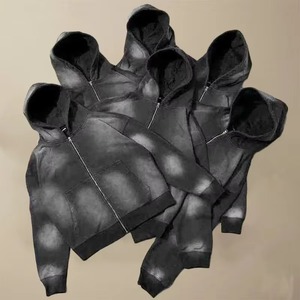 Survêtement unisexe respirant effet délavé à l'acide et à la pierre, 2-en-1, avec strass vintage, à capuche, imprimé, chaud pour l'hiver, direct usine - Product Image 6