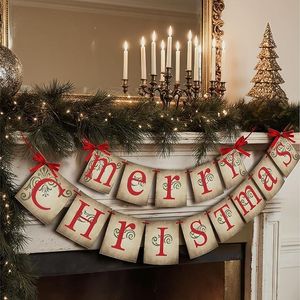 X-Protector Insegna Vintage 'Buon Natale' per Interni, Decorazioni Natalizie per Caminetto e Stufa, Striscioni per Feste Natalizie Accoglienti - Product Image 1