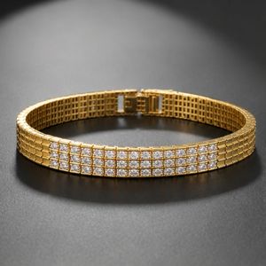 Bracelet tennis unisexe de luxe en or massif 18 carats avec diamants ronds sertis griffe, design géométrique, pour usage quotidien, cadeau, fête - Product Image 4