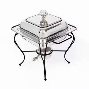 Copper Plated Round Chafing Dish Pan Long Handle Brass Legs Fuel Holder Stand Buffet <b>Food</b> Warmer <b>Server</b> - Product Image 5