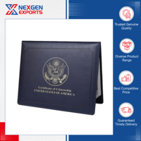 Pochette de rangement en cuir PU de style classeur avec logo personnalisé en feuille d'or de luxe, disponible en grandes quantités, pour documents/diplômes/certificats