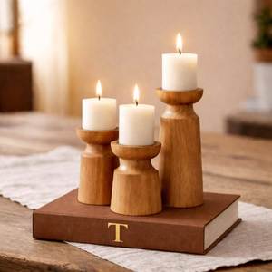 Porte-bougie en bois fait main sur mesure, qualité supérieure, support à bougie en bois, logo personnalisé pour Noël, spa, hôtel, restaurant, ferme - Product Image 2