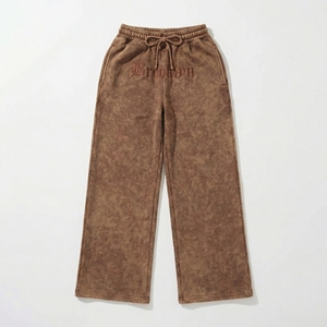 Marble-Wash Brown Crop Top & Wide-Leg <b>Sweat</b> <b>Set</b> — Vintage-Inspired Athleisure Lounge <b>Set</b> | OEM Casual & Streetwear Manufacturer - Product Image 4