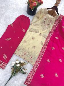 Luxury Embroidery Work <b>Kurti</b> Sharara Set with Dupatta Traditional Indian Ethnic Wear for Wedding & Festive - Product Image 6