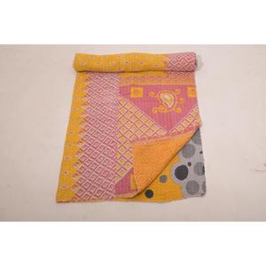 Traditional Indian <b>Kantha</b> Quilt Handmade Cotton Vintage Reversible <b>Throw</b> Bedcover Boho Bedding - Product Image 4