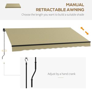 Tenda da Sole Retrattile Beige 12x10, Protezione UV, Antivento, Telaio in Alluminio, Ombreggiante per Terrazza, Balcone, Giardino, Estensibile con Proiezione di 5m - Product Image 4