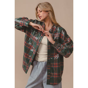Camisa a Cuadros Vintage de Otoño para Mujer, con Botones, Manga Larga, Bolsillo en el Pecho, Estilo Casual Retro, de Poliéster y Algodón, Personalizable OEM - Product Image 6