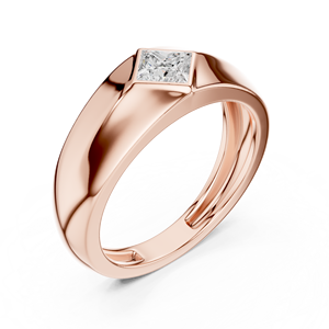 Anillo de Compromiso Clásico para Hombre Vinson Project, Corte Princesa, Moissanita, Estilo Art Deco, Acabado Pulido, Acero Inoxidable Dorado - Product Image 4