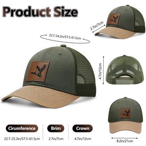 Casquette de baseball réglable en maille avec patch en cuir pour hommes et femmes, fournisseur en gros - Product Image 2