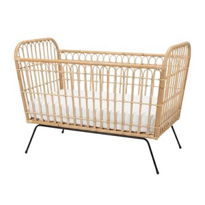 Luxury Rattan Baby Cot Steel Leg Nursery Room Toddler Kids Furniture Wholesale Factory Price High Quality Hot Sale Cheap - Product Image 1