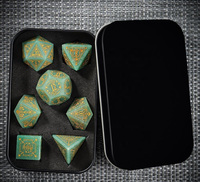 Ensemble de dés de jeu de rôle RPG et de stratégie de table DND, en pierre précieuse minérale naturelle à motif gravé, polyédriques