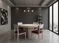 Ensemble de table basse ronde moderne en frêne massif avec 4 chaises - Meubles de salon durables, faciles à nettoyer et légers