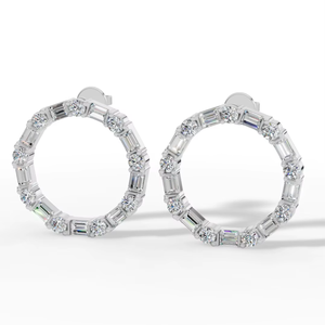 Pendientes de Aro/Huggie de Oro de 18K con Diamantes Cultivados en Laboratorio |   36 Piezas de Joyería Fina de Lujo con Corte Baguette, Regalo de Boda para Mujer - Product Image 6
