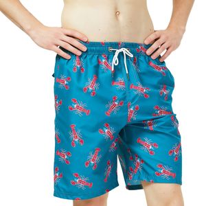 <b>Men</b> Brazilian Lobster Print 1 Piece Swim Trunks Quick Dry Beach Shorts Lightweight Bathing Suit with Pockets Drawstring Swimwear - Product Image 1