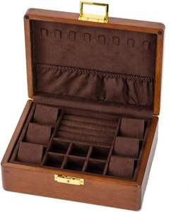 Wooden Jewelry <b>Box</b> with Velvet Lining Ring & <b>Necklace</b> Storage Organizer Customizable Size & Logo 16.5x10x5cm <b>for</b> Jewelry Display - Product Image 1