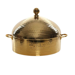 Gold Color Casserole Dish with Crescent <b>Lid</b> Arabic Hammered Hotpot Traditional Serveware for Ramadan & Royal Dining - Product Image 6