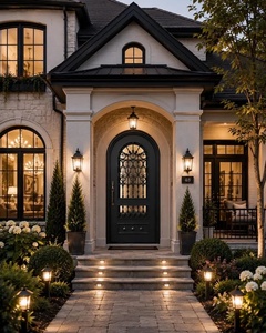 Puerta Principal Moderna de Hierro Forjado Resistente a la Oxidación con Arco Decorativo, Superficie Acabada, Seguridad Antirrobo, Uso Exterior - Product Image 6