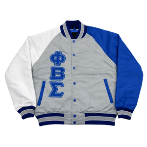 Chaqueta Bomber Gris Phi Beta Sigma, Ropa de Fraternidad Griega con Diseño Clásico, Comodidad Premium y Ajuste Elegante - Product Image 4