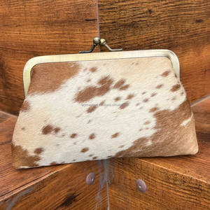 Nueva llegada patrón occidental pelo en ocultar cuero de vaca monedero elegante embrague cartera monedero cuero embrague - Product Image 2