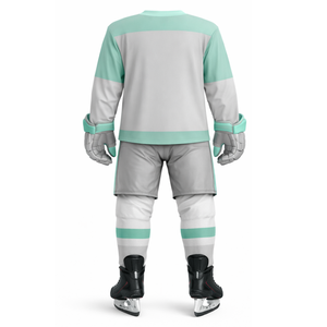 Ensemble d'uniformes de hockey sur glace personnalisés pour hommes, maillot à col en V, pantalon, manches longues, évacuation de l'humidité, 100% polyester, vêtements de sport d'hiver pour adultes - Product Image 3
