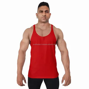 Baumwoll-Arbeitsweste für Herren Tanktops rot Farbe ärmellose Bodybuilding-Weste Einzeln Unterhemden Übergröße Erwachsenen-Herren-Tanktop