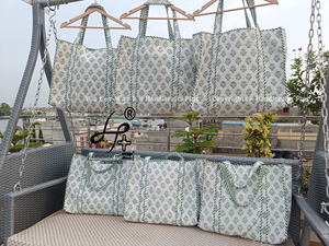 <b>Women</b> Fashion Quilted Tote <b>Bag</b> Lightweight Sports <b>Weekender</b> Handmade Block Print Shoulder <b>Bag</b> All Season Eco-friendly Overnight - Product Image 3
