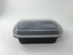 HACAMY Boîte à lunch en plastique jetable rectangulaire noire Style moderne multifonction Design pliant Injection micro-ondable à emporter - Product Image 2