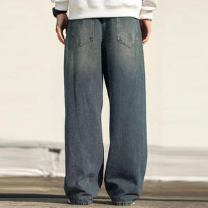 Vaqueros de mezclilla de algodón para hombre, estilo hip hop, ultra holgados, de pierna recta, con efecto desgastado y corte oversize. - Product Image 2