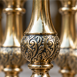 Sculpted Black and Gold Metal <b>Stair</b> Railing with Ornate Vase Balusters for Grand Villas Hotels and Interiors - Product Image 3