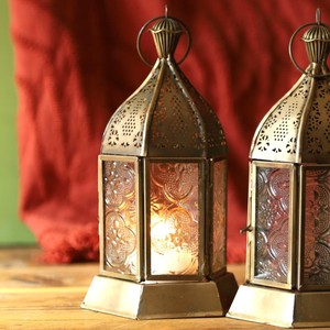 Hexagon <b>Brass</b> & Glass <b>Lantern</b> with Embossing Printing Durable Finish for Home Decoration - Product Image 4