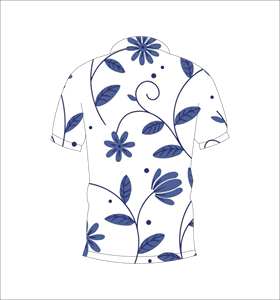 Polo Botánico Azul Personalizado, Transpirable y Ligero, Ropa Deportiva para Golf, Manga Corta, Sublimación Floral, Prenda de Alto Rendimiento - Product Image 3